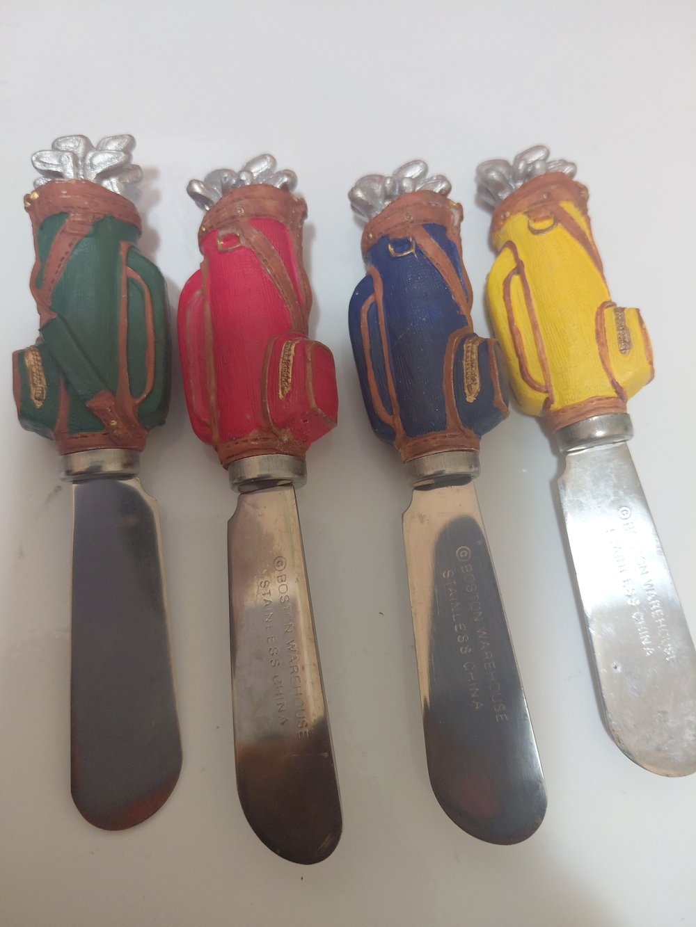 Decorative Golf Bag Spreaders - Set of 4 (Green, Red, Blue, Yellow)